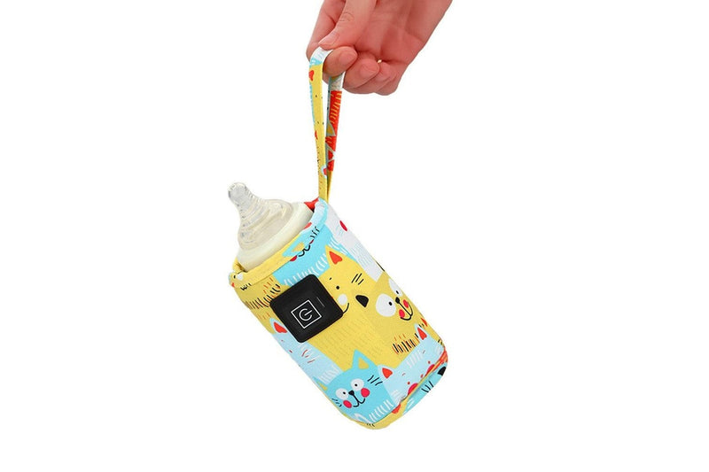 Travel USB Baby Bottle Warmer Milk Heater Bag Thermostat Portable Pouch Yellow