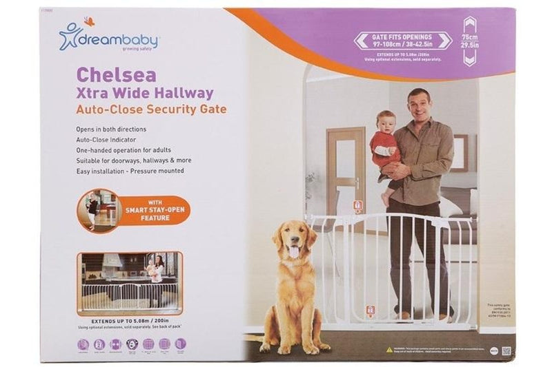 Dreambaby: Chelsea Xtra-Wide Hallway Auto Close Safety Gate - White