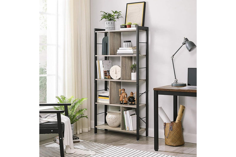 Vasagle : 4 Tiers Home Office Book Shelf - Greige and Black