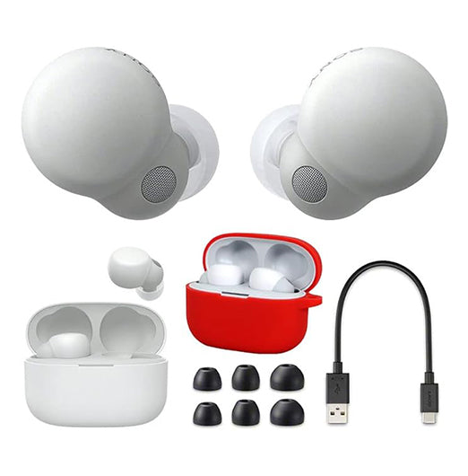 Sony WFLS900N/W LinkBuds S Truly Wireless Noise Canceling Earbuds (White) Bundle with Deco Essentials Soft Silicone Protective Case for WFLS900