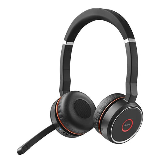 Jabra Evolve 75 MS Wireless Headset, Stereo “ Includes Link 370 USB Adapter “ Bluetooth Headset with World-Class Speakers, Active Noise-Cancelling Microphone, All Day Battery