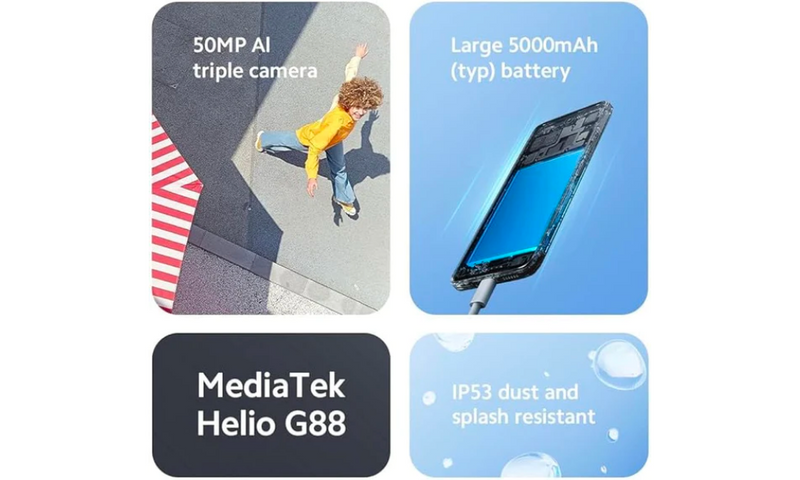 Xiaomi Redmi 12 Smartphone, Processor MediaTek G88, Main Camera 50 MP, Display 90 Hz FHD+, Battery 5000 mAh (8 + 256 GB, Black)