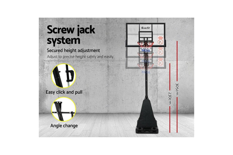 Everfit Pro Portable Basketball Stand System Ring Hoop Net Height Adjustable 3.05M