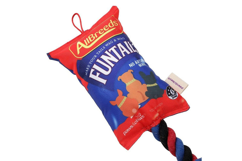 2x Paws & Claws Funtails Pet Dog 39cm Lollies Snacks Oxford Tugger w Rope Toy