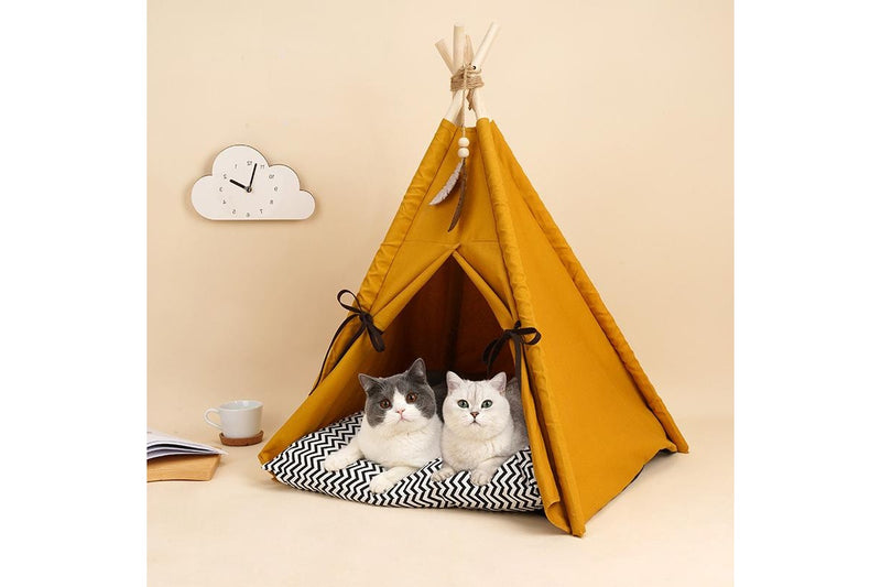 Portable Pet Tent House Bed - Yellow