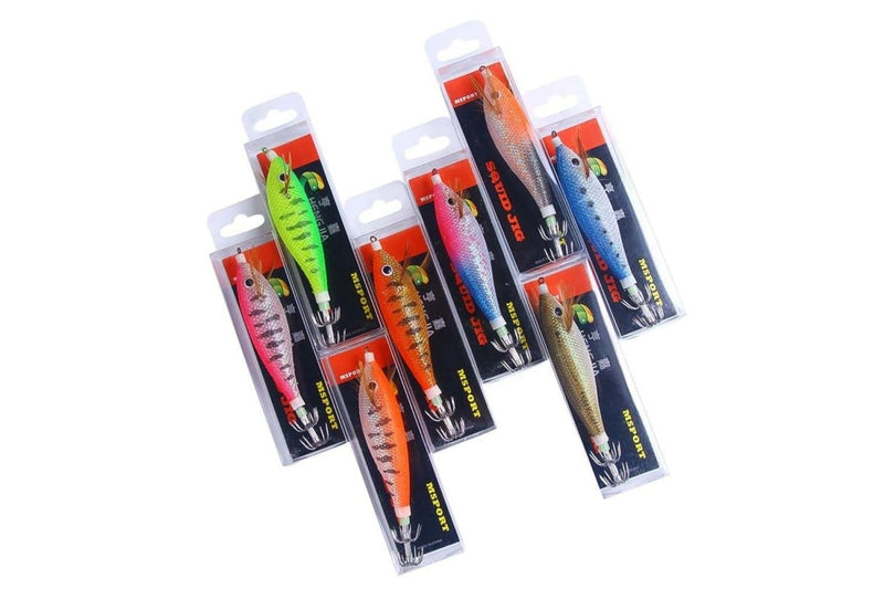 8 Piece Luminous Wooden Shrimp Squid Hook Set 11cm 13.4g