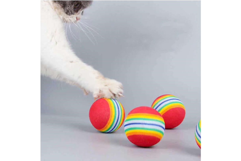 Dog Supplies 3Pcs Pet Cat Play Balls Foam Rainbow - Rainbow