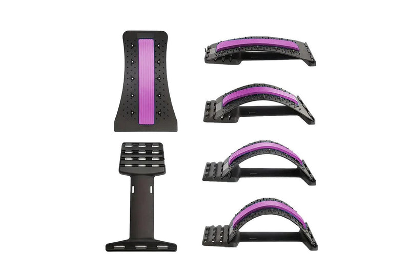 Four-Level Back Support Stretcher Back Massager Lumbar Back Support Stretcher Purple