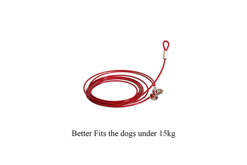 5M Dog Tie Out Cable Leash Lead Tangle Free Outdoor Yard Walking Running - Blue