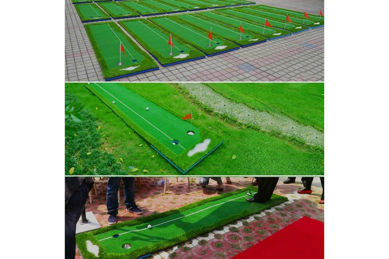 Golf Double Colour Putting Mat Push Rod Trainer - Size 50X300Cm Green