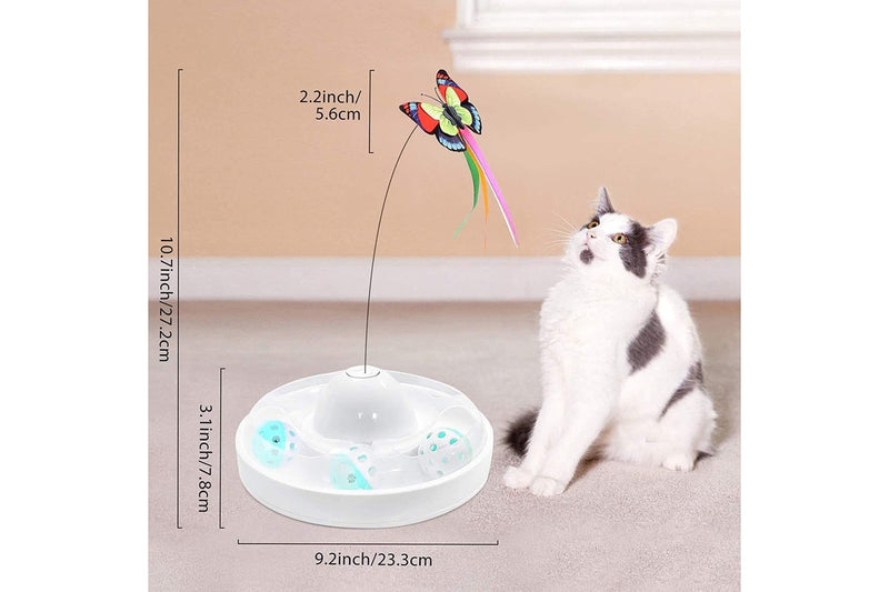 Butterfly Turntable - Interactive Pet Toy (White)