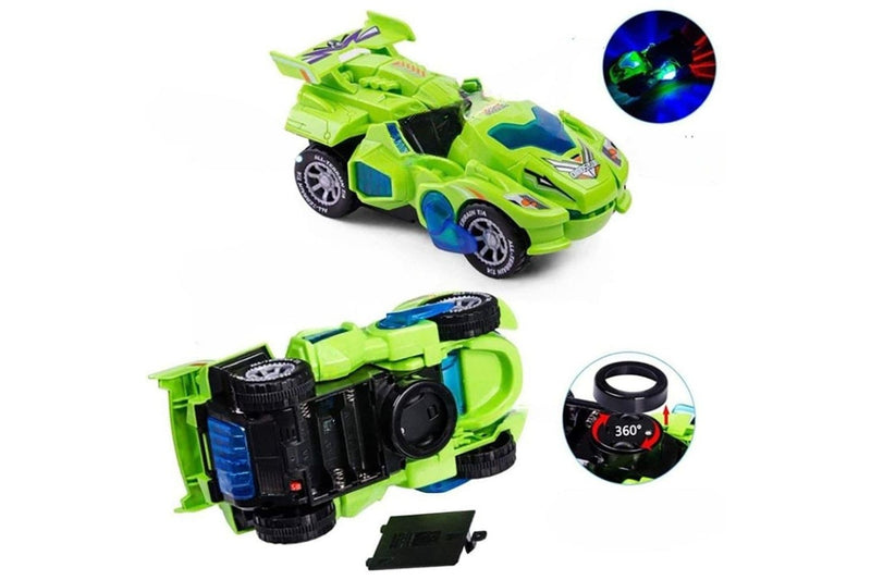 Vibe Geeks 2 In 1 Automatic Transforming Dinosaur Toy Car With Led Light And Music- Battery Operated