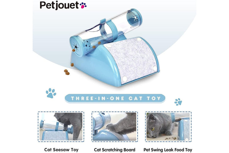 Yes4pets Cat Play Box Kit Pet Toy Kitten Toys Interactive Ball Peek Hunting Toy-Blue - One Size