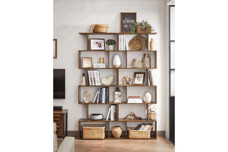 Vasagle Freestanding Decorative Wooden Bookcase - Rustic Brown