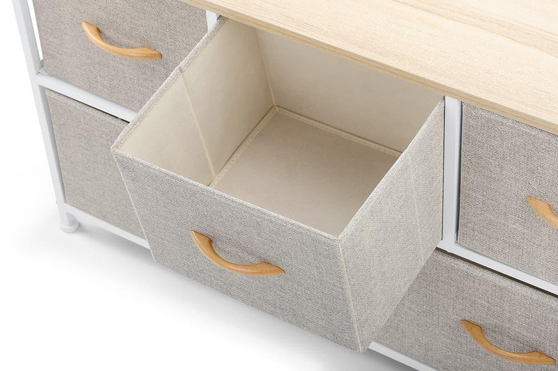 Ovela: 5 Drawer Storage Chest - Beige