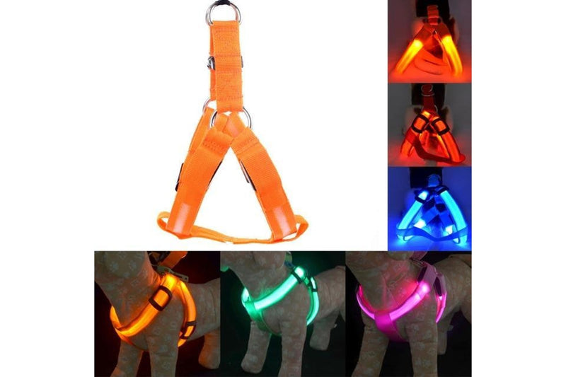 2 Sets of Usb Rechargeable Led Nylon Dog Collar Harness Flashing Light Up Safety Pet Collars P01 Red - M Chest 38-50 Cm