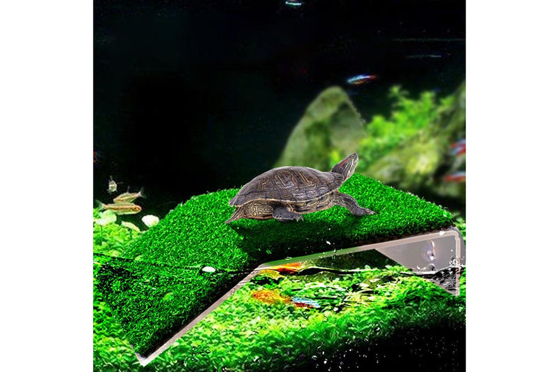 Turtle Basking Platform Simulation Grass Turtle Ramp for Fish Tank Aquarium