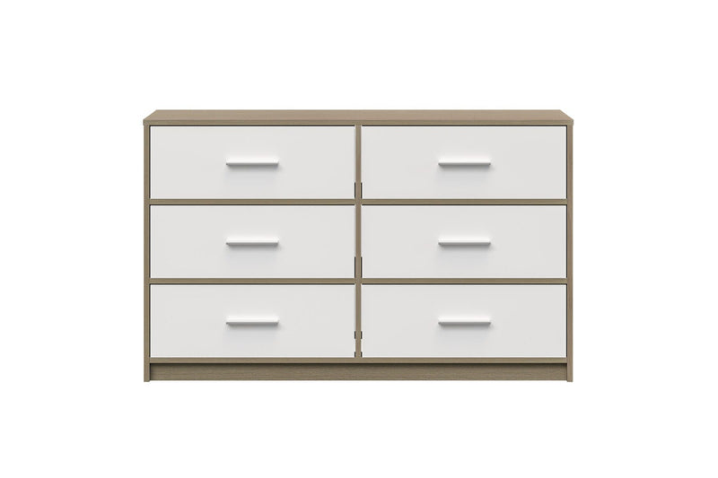 Fraser Country: Lada Home 6 Drawer Storage Dresser - Grey & White With Silver Handle