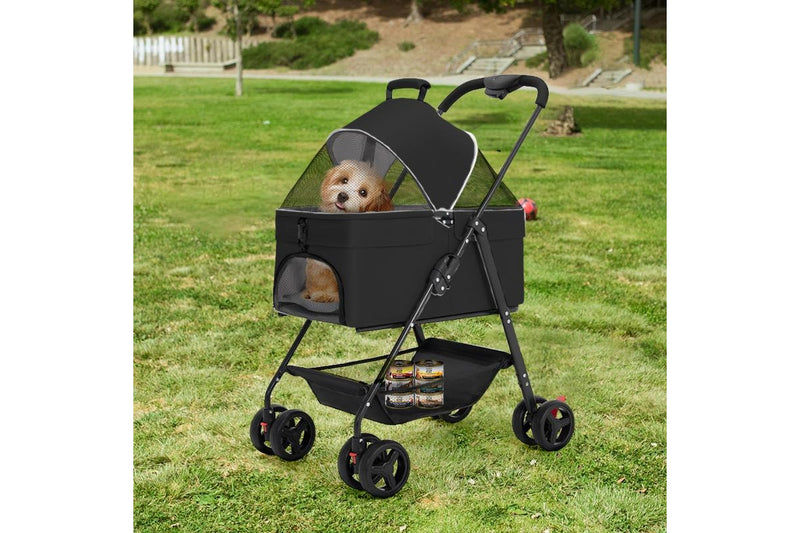 ZOOMIES 3-in-1 Foldable Pet Stroller - Black