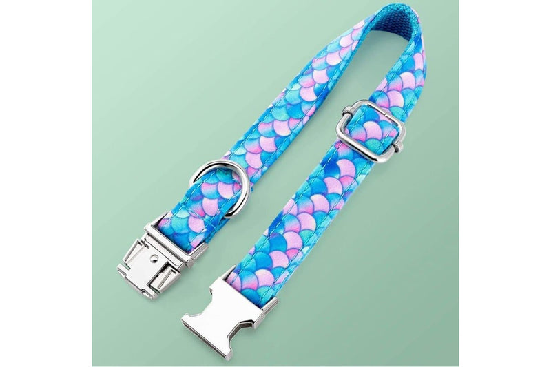 Sturdy Lightweight Adjustable Comfortable Mermaid Blue Collar For Small Medium And Large Dogs