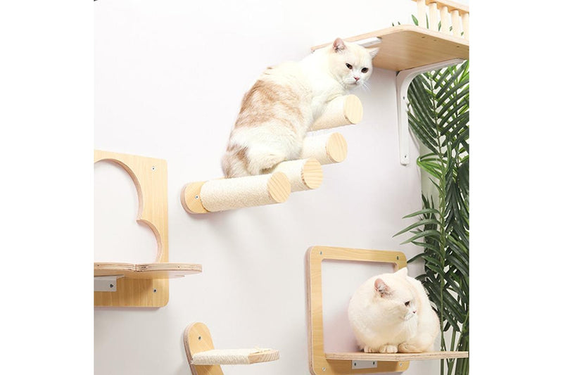 Solid Wood Climbing Frame Wall Sisal Scratching Post