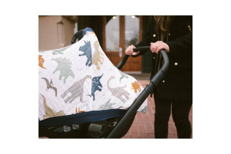 Little Unicorn: Muslin Car Seat Canopy V2 - Dino Friends