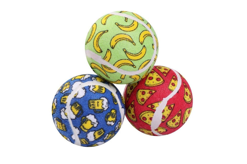 12x Paws & Claws 6cm Tennis Balls Printed Dog Toy Interactive Fun Toys Play Asst