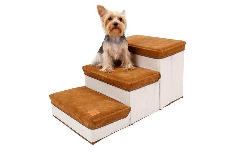 3 Layer Pet Stairs and Storage Box (Brown)