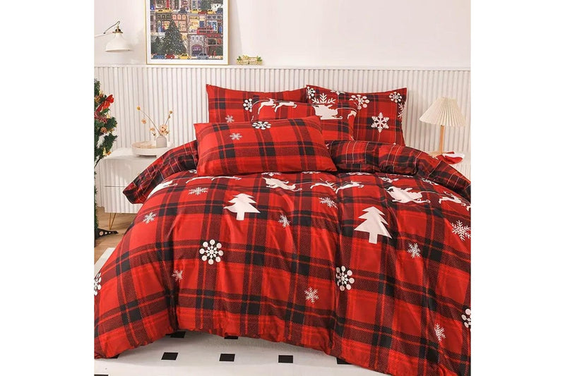 Christmas Bedding Set Quilt Cover Pillowcases Set Xmas Printed Bedding Christmas Decor Style 2