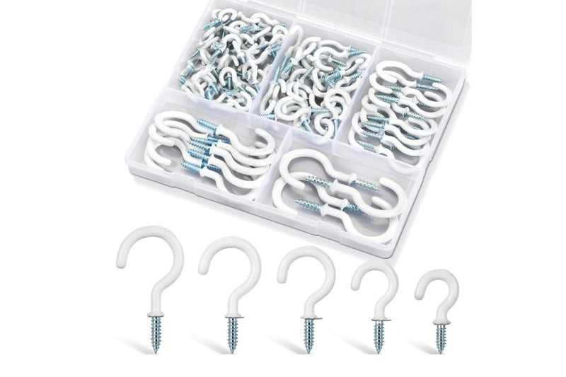 140Pcs Metal Screw Hooks 6 Sizes Screw-in Hooks Hat Plant Hangers