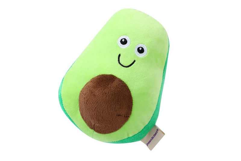 3x Paws & Claws 18cm Veggie Plush Avocado Dog Toy Interactive Fun w Squeaker GRN