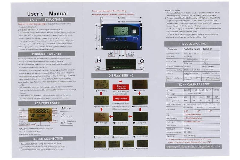 solar charge controller, 40A 12V-24V Auto Focus Tracking