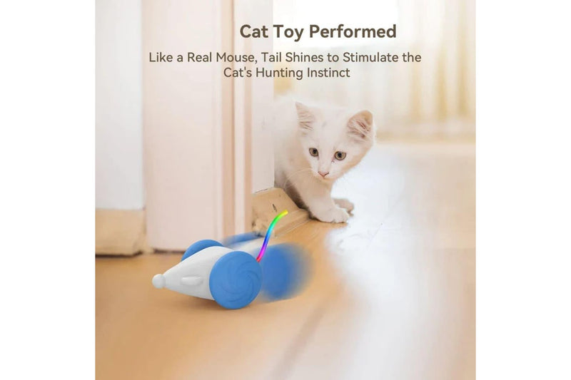 Interactive Cat Toy Usb Rechargeable With Squeaking Sound And Led Flashing Tail