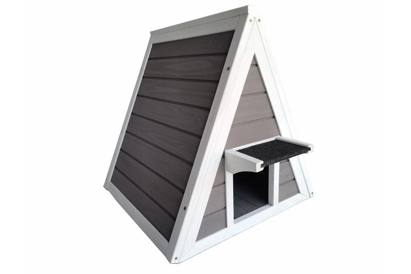 Solid Wood Outdoor Small Pet House - White & Light Grey