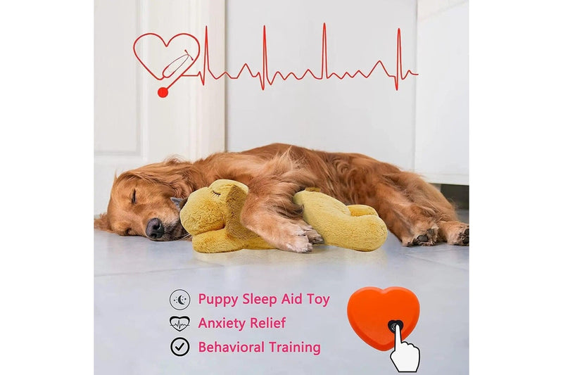 Heartbeat Dog Anxiety Relief Plush Toy Pet Comfortable Behavioral Training Play Aid Tool Soft Sleeping Buddy For Small - Bear