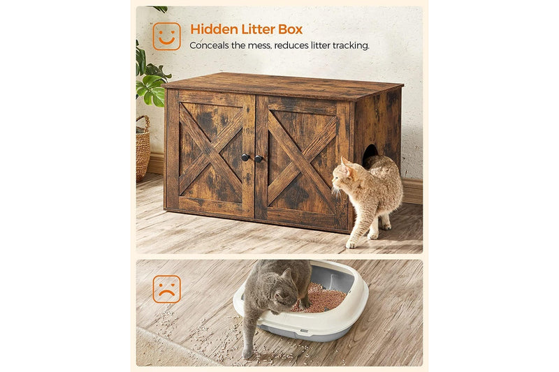 VASAGLE Feandrea Hidden Cat Litter Box Enclosure - Rustic Brown