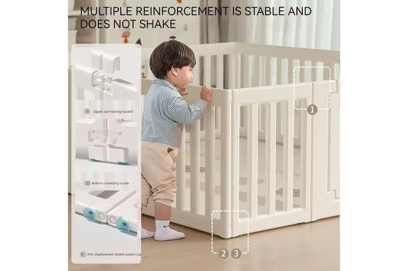 2-in-1 Convertible Baby Fence Play Pen - 180cm x 200cm (White)