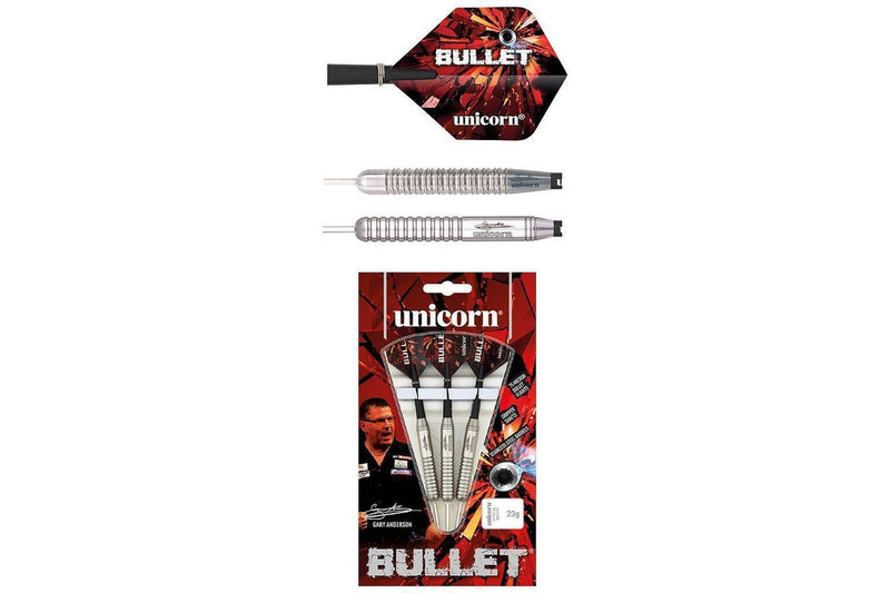 Unicorn Gary Anderson Bullet Darts (Pack of 3) (Silver/Black) (23g)