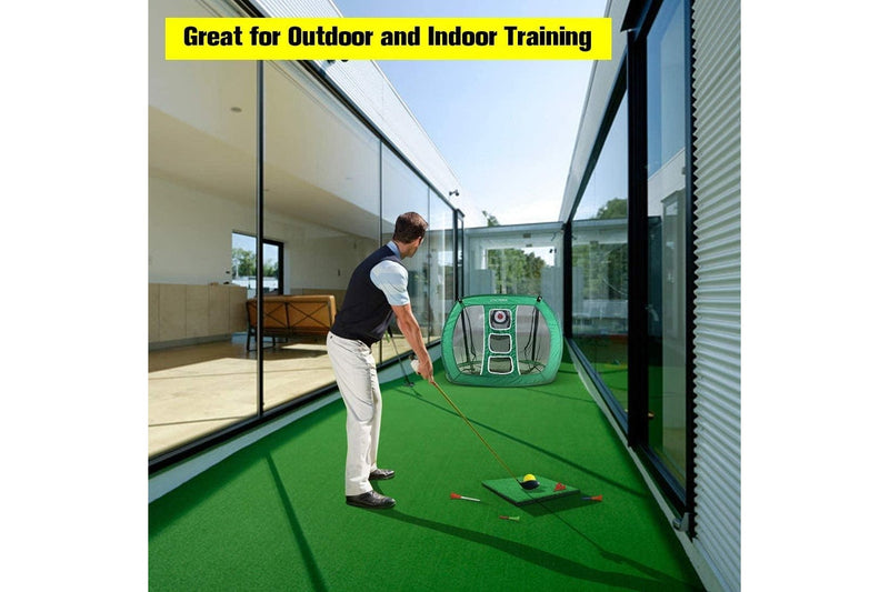 Golf Practice Net Hitting Net Golf Chipping Net Kit - Net + Balls + Mats