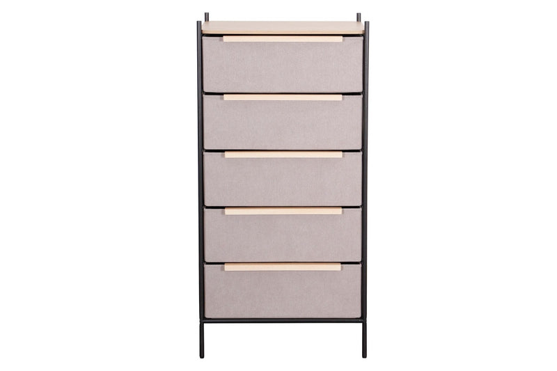 Fraser Country 5 Drawer Byra Dresser - Light Grey & Black