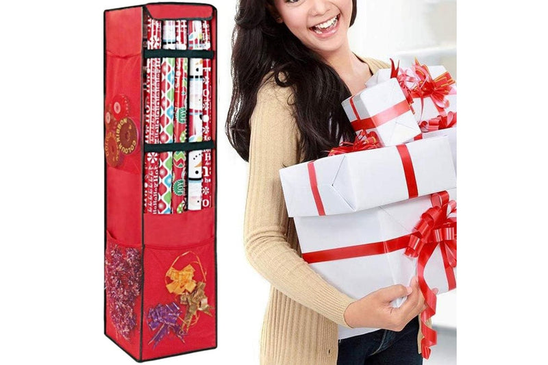 Hanging Christmas Storage Bag Xmas Wrapping Paper Organizer