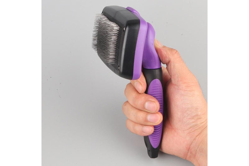 Self-Cleaning Retractable Hair Brush - For Cats & Dogs (Purple)