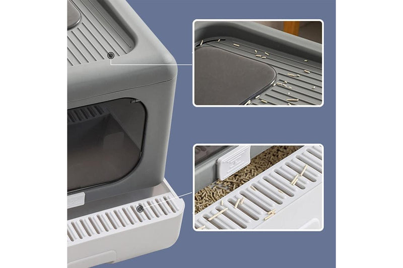 Enclosed Cat Litter Box - Grey