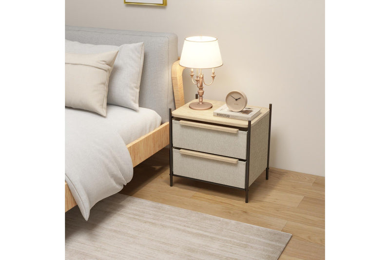 Fraser Country 2 Drawer Byra Nightstand - Light Grey & Black