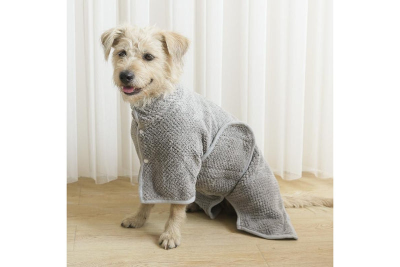 PETSWOL Medium Dog Bath Robe - Gray