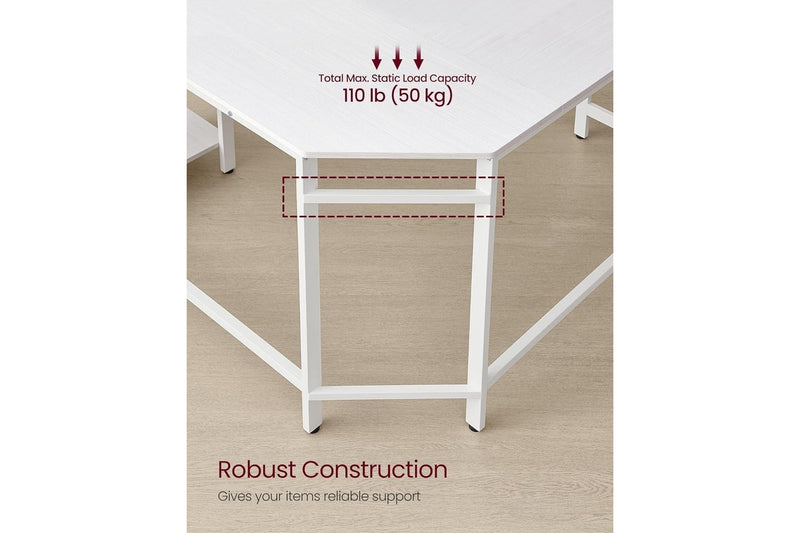 Vasagle L-Shape Computer Desk with 2 Storage Shelves - Maple White