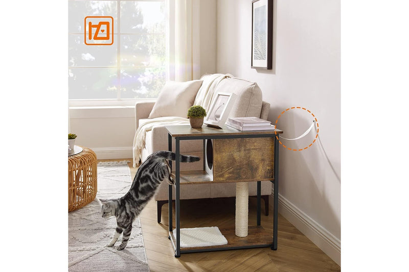 VASAGLE Feandrea Cat Tree and End Table - Rustic Brown