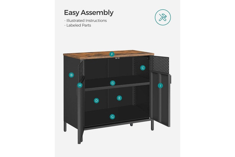 Vasagle SONGMICS Multipurpose Floor Standing Storage Sideboard - Rustic Brown & Black