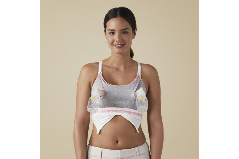 Bravado Designs: Clip and Pump Nursing Bra - Dove Heather W/Dusted Peony (Medium)