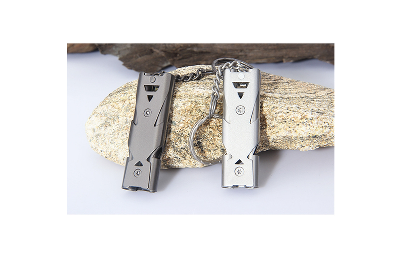 2Pcs High Decibel Stainless Steel Portable Keychain Double Pipe Emergency Whistle - Standard